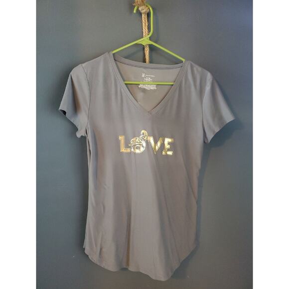 No Boundaries Grey / Gray T-shirt w/ Gold "Love" & Elephant - Picture 1 of 4